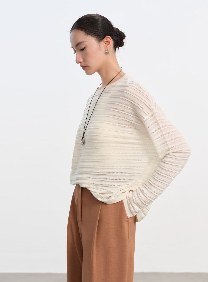 經典坑條羊毛衫