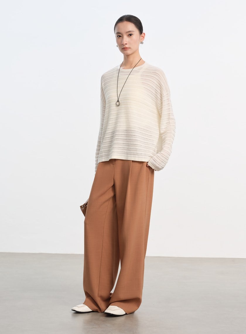 經典坑條羊毛衫