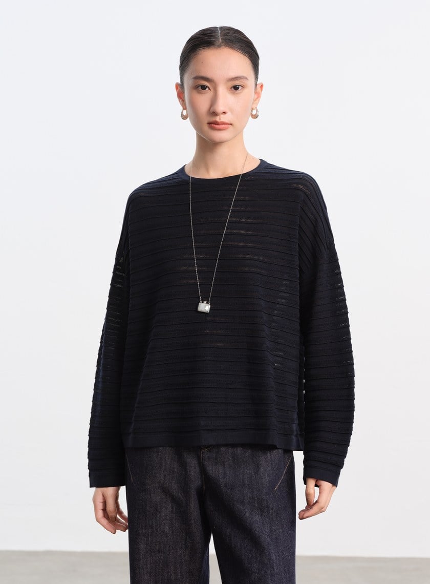 經典坑條羊毛衫