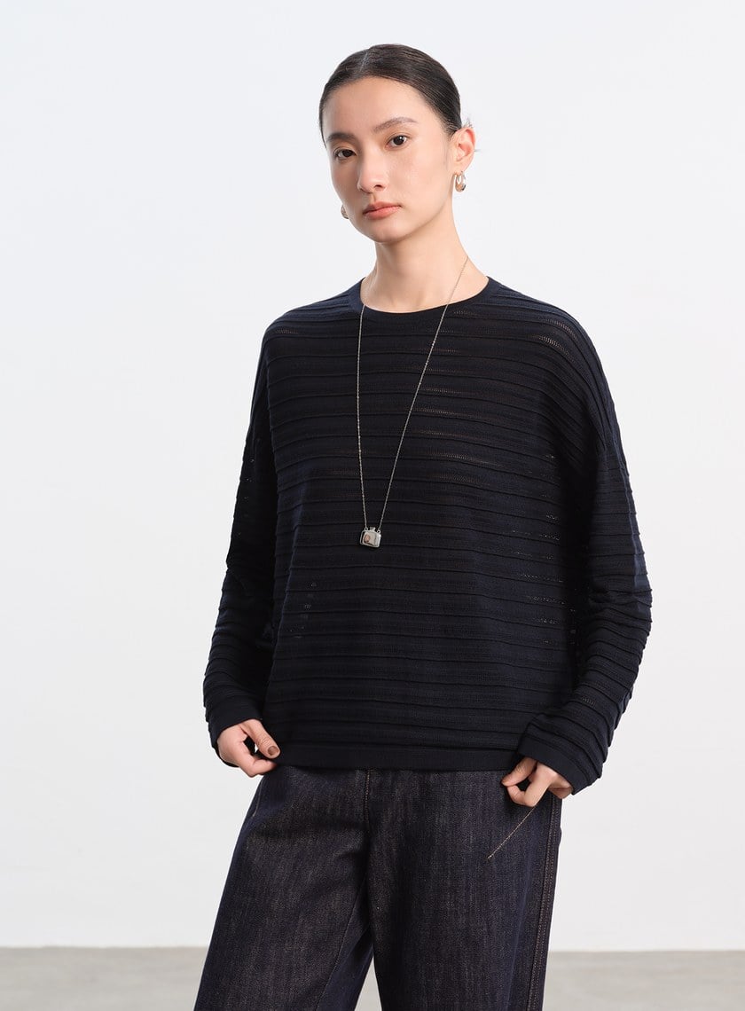 經典坑條羊毛衫