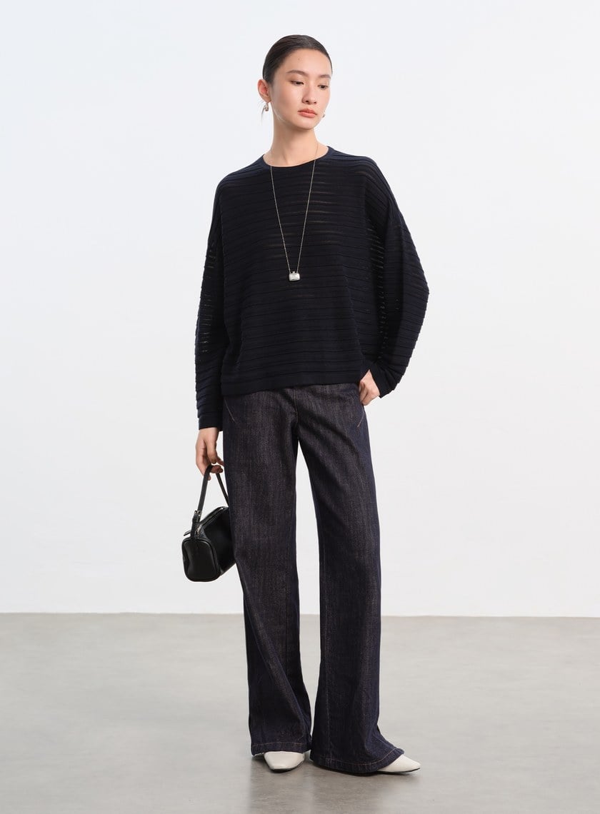 經典坑條羊毛衫