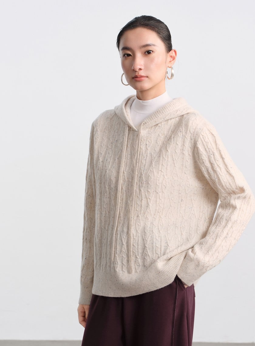 五彩花紗連帽針織上衣