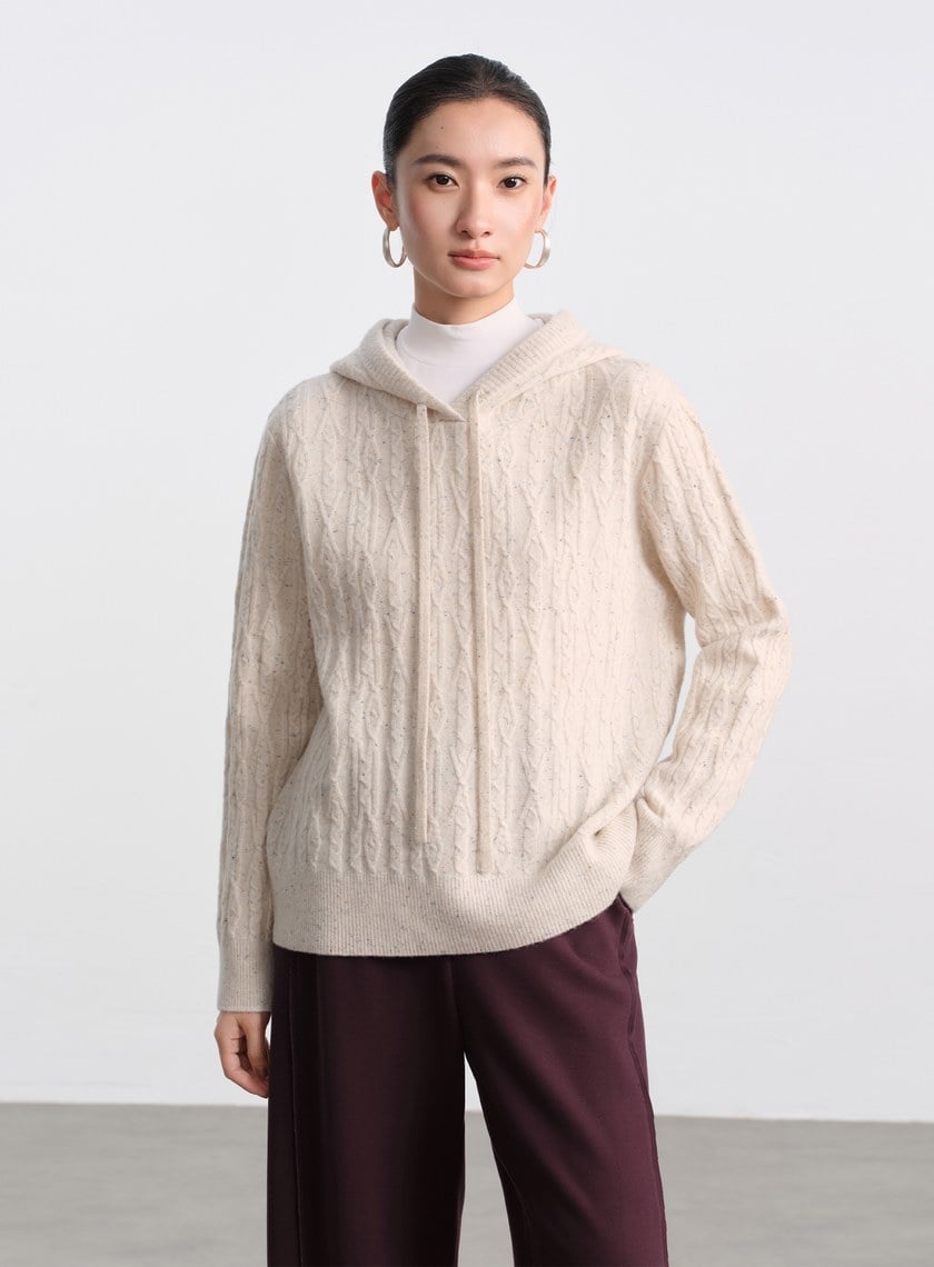 五彩花紗連帽針織上衣