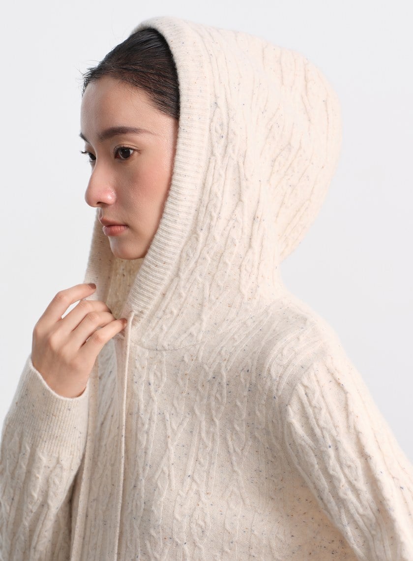 五彩花紗連帽針織上衣