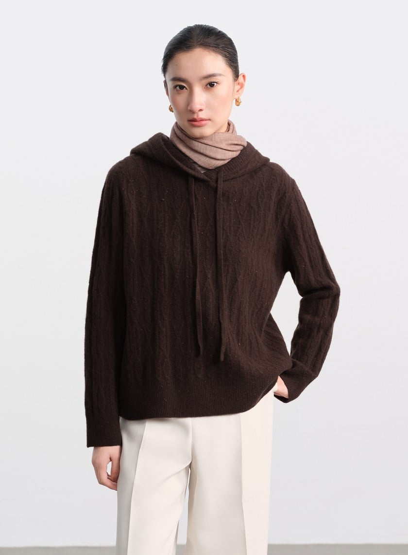 五彩花紗連帽針織上衣