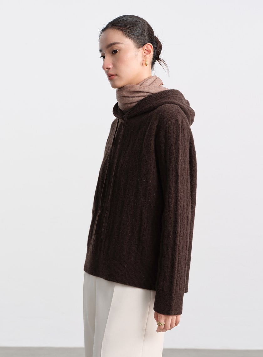 五彩花紗連帽針織上衣