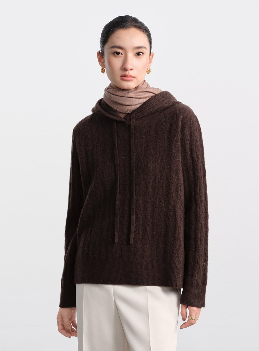 五彩花紗連帽針織上衣