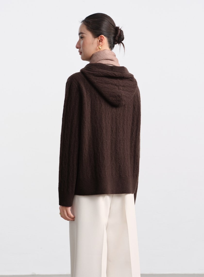 五彩花紗連帽針織上衣