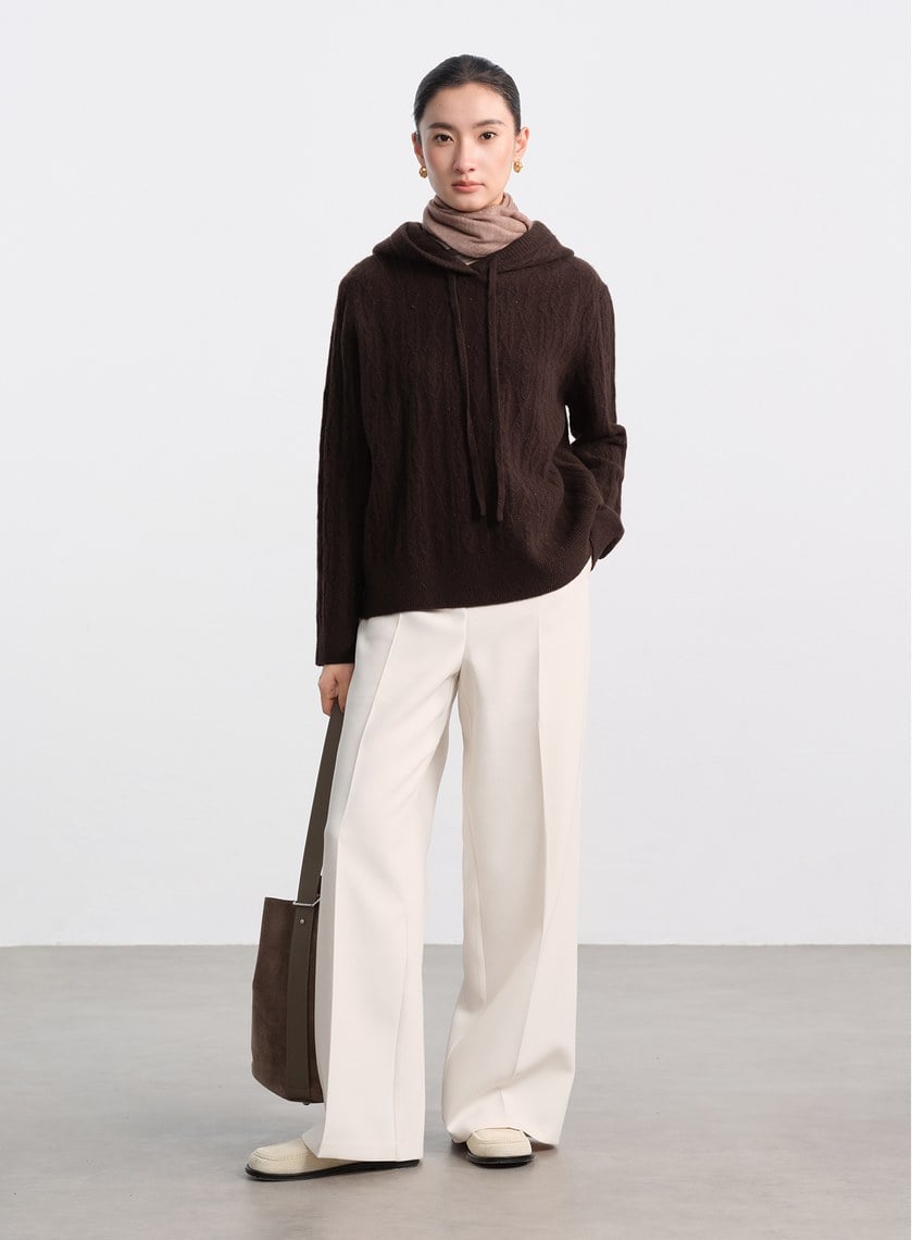 五彩花紗連帽針織上衣