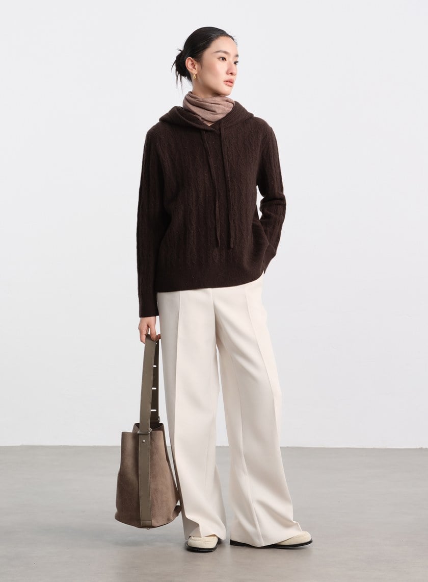 五彩花紗連帽針織上衣