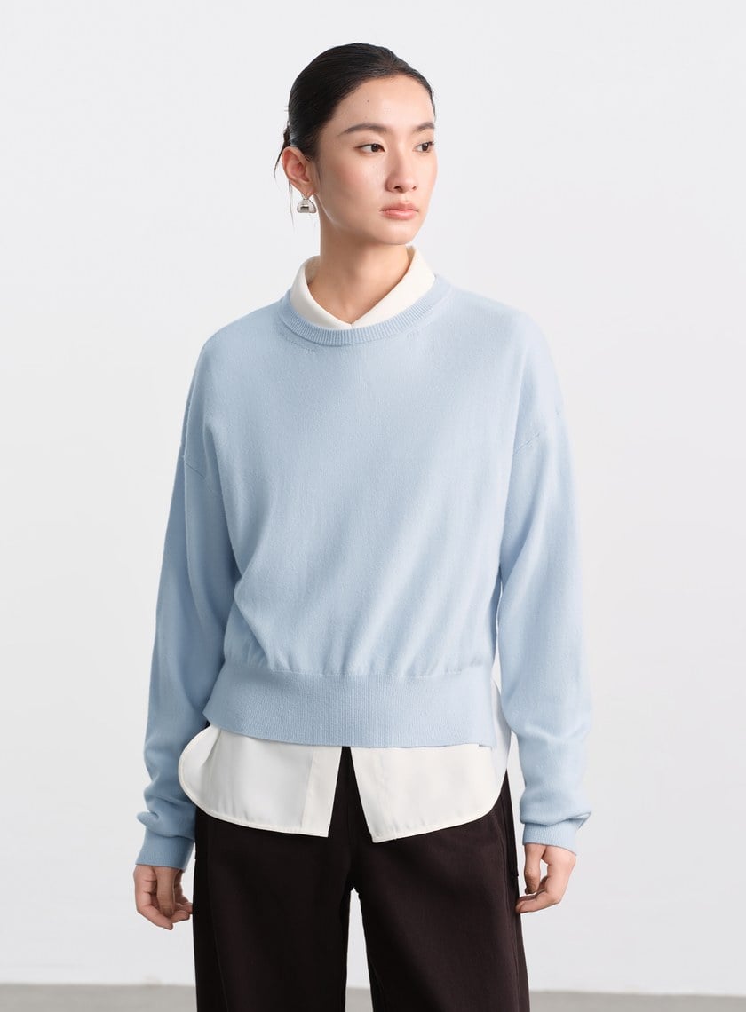 輕柔羊絨混紡針織上衣