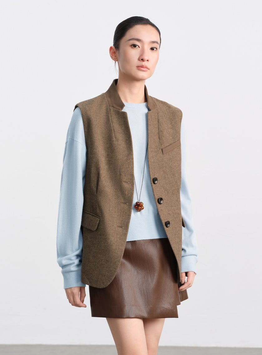 輕柔羊絨混紡針織上衣