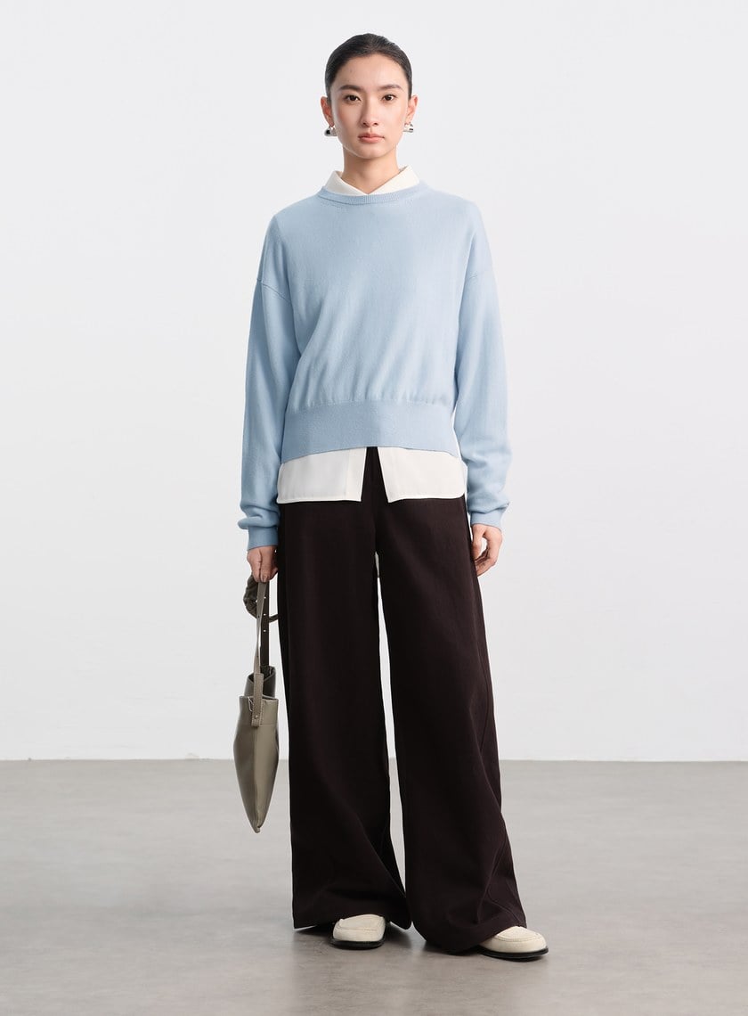 輕柔羊絨混紡針織上衣