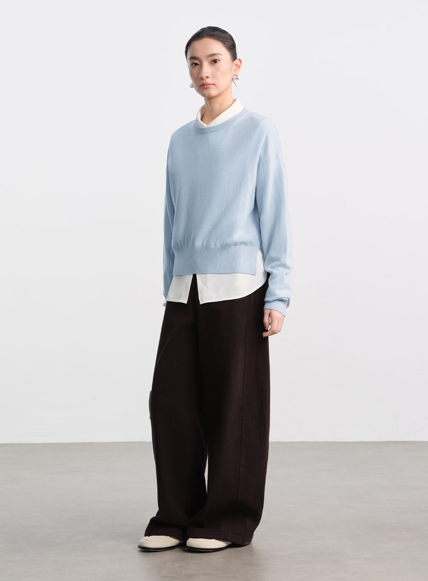 輕柔羊絨混紡針織上衣