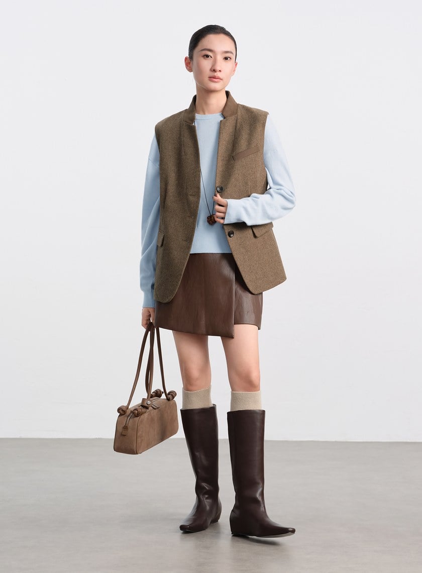 輕柔羊絨混紡針織上衣