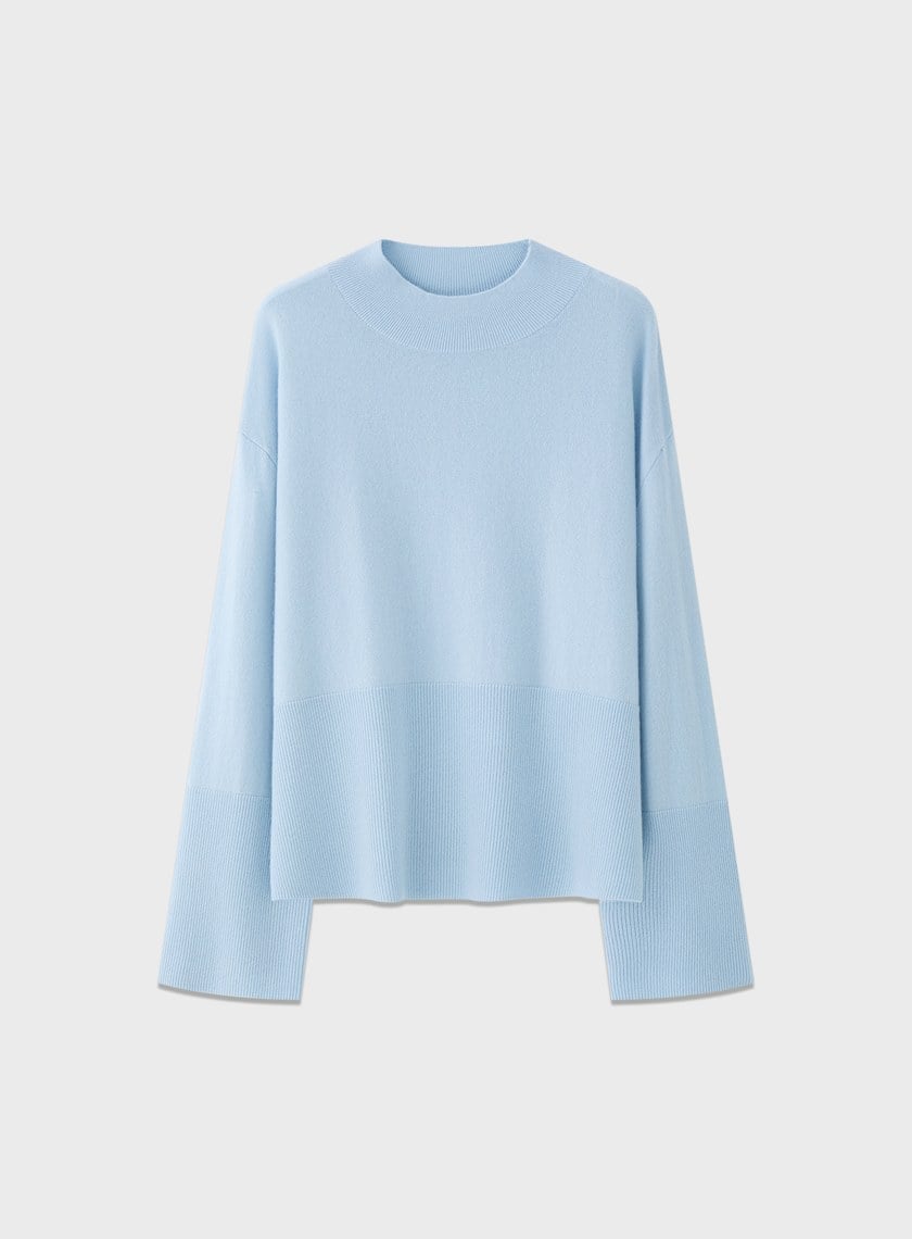 蓬暖高領羊絨混紡毛衣