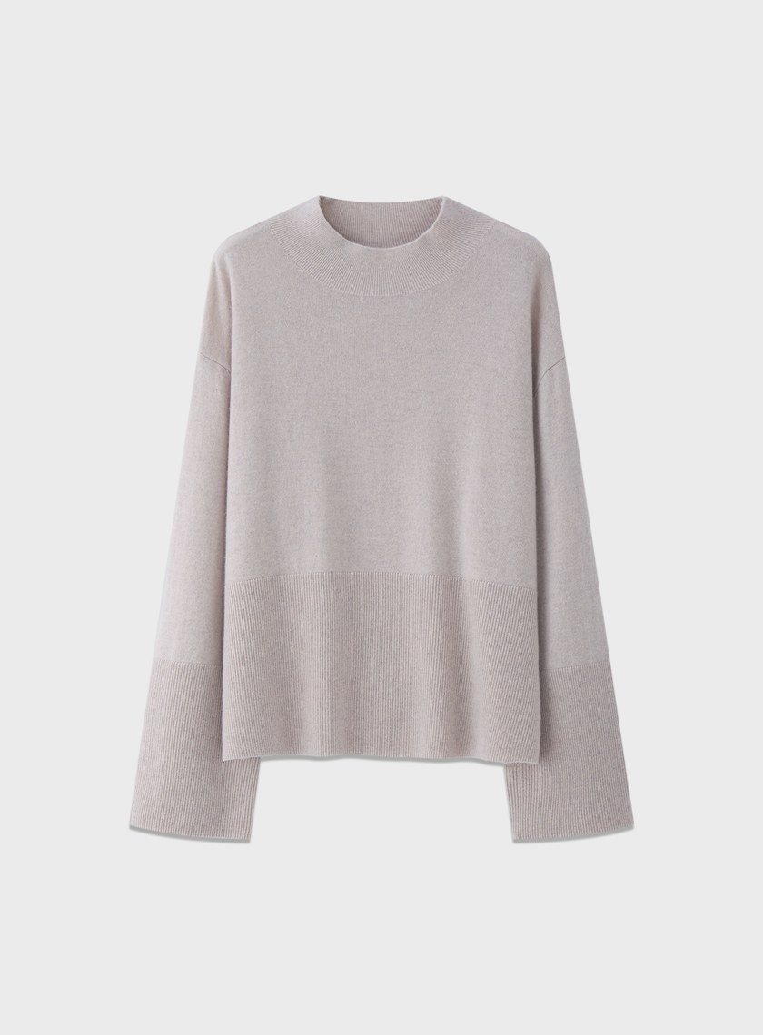 蓬暖高領羊絨混紡毛衣