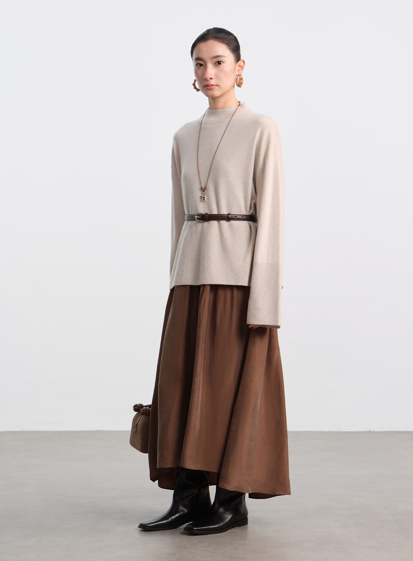 蓬暖高領羊絨混紡毛衣