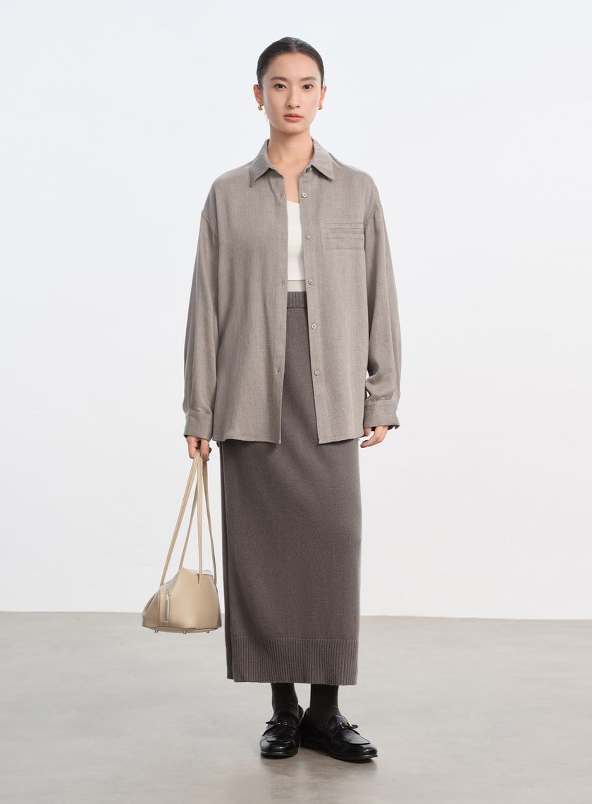 優雅羊毛針織半裙