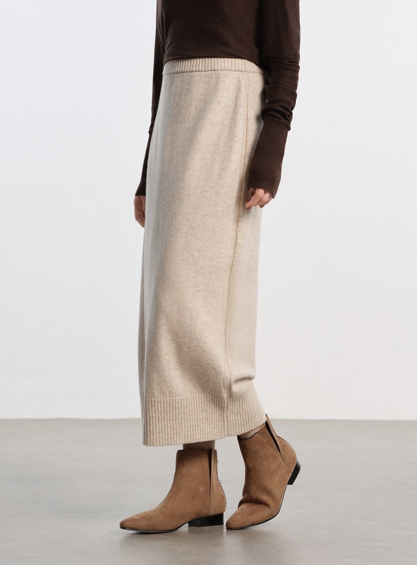 優雅羊毛針織半裙