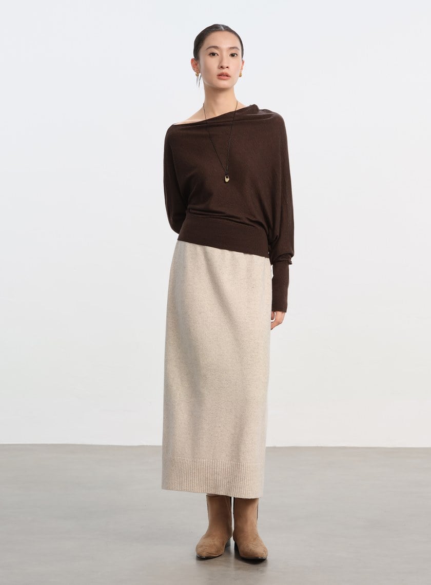 優雅羊毛針織半裙