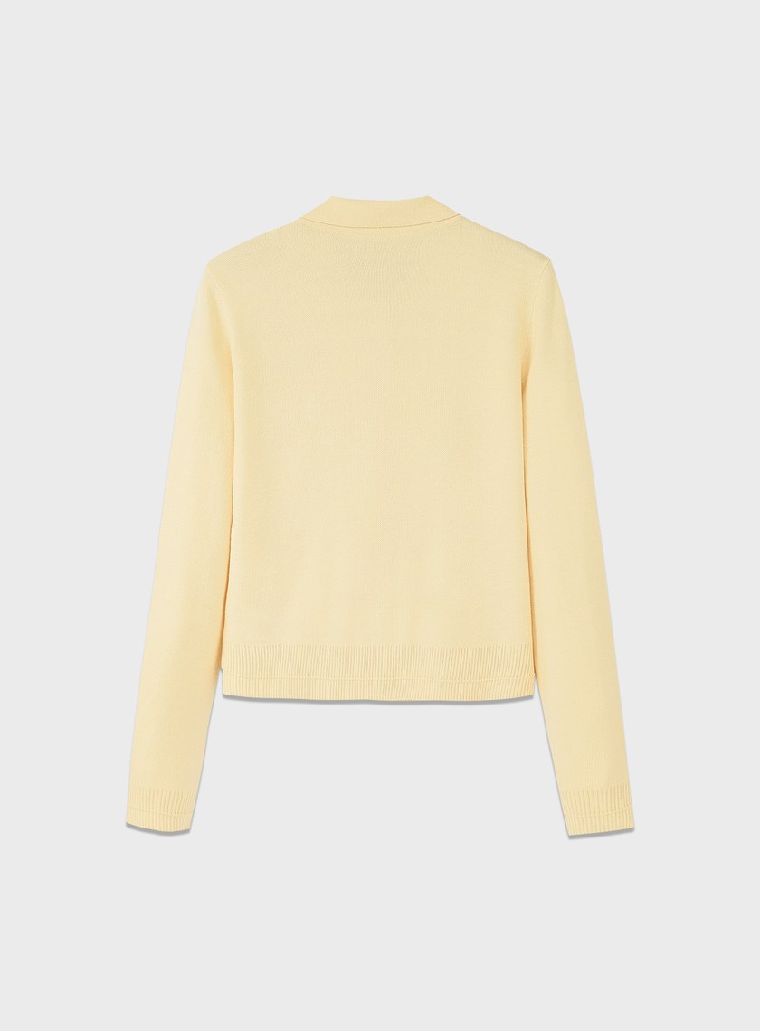 絲光羊毛襯衫領針織上衣