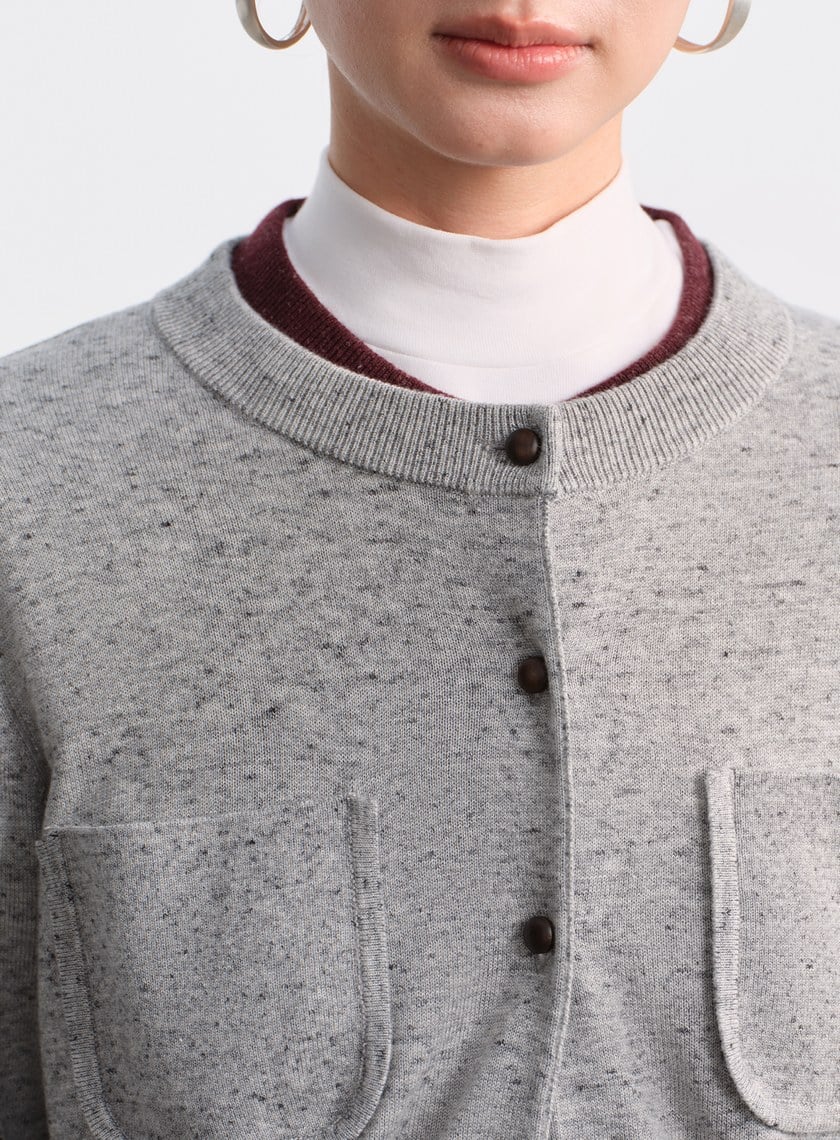 雙口袋工裝風開襟外套