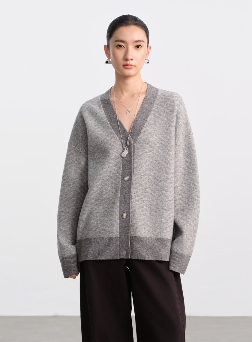 美麗諾人字紋開襟外套