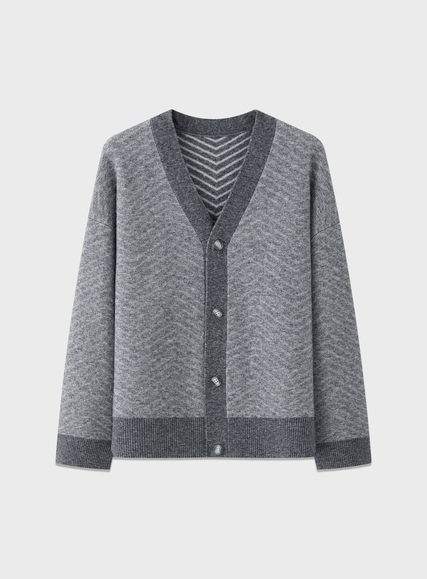 美麗諾人字紋開襟外套