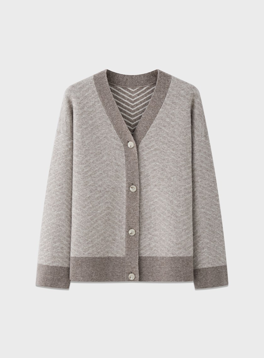 美麗諾人字紋開襟外套