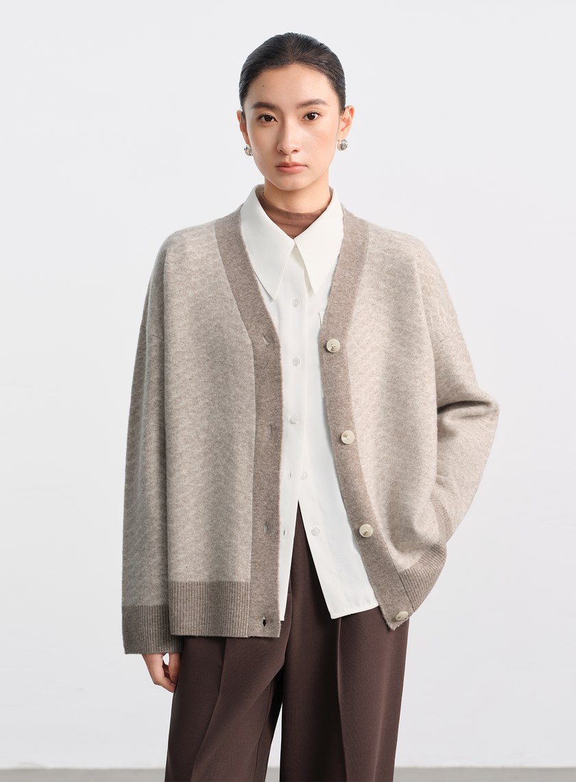 美麗諾人字紋開襟外套