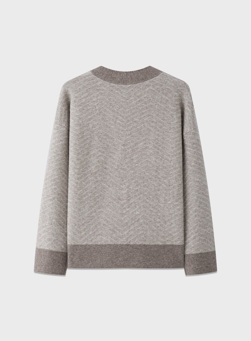 美麗諾人字紋開襟外套