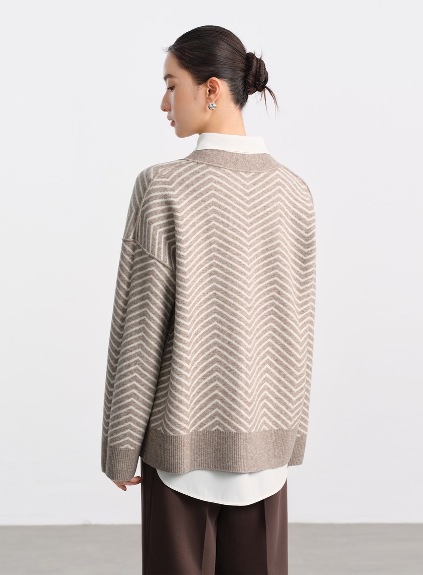 美麗諾人字紋開襟外套