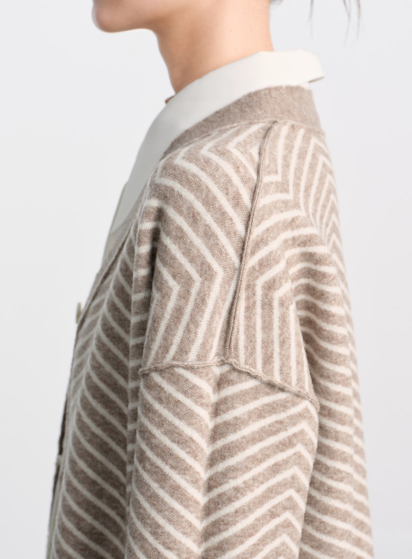 美麗諾人字紋開襟外套