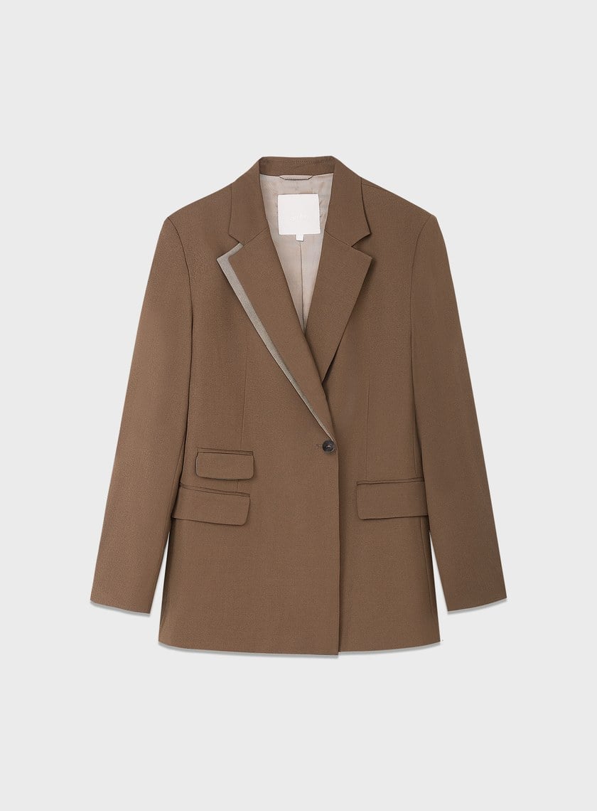 時髦拼接領寬版西裝外套