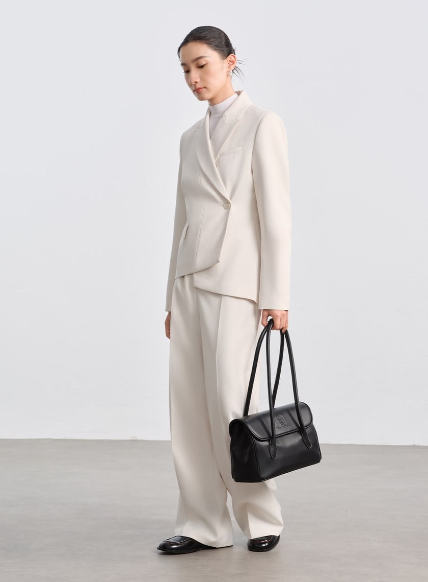 挺廓感不對稱收腰西裝外套