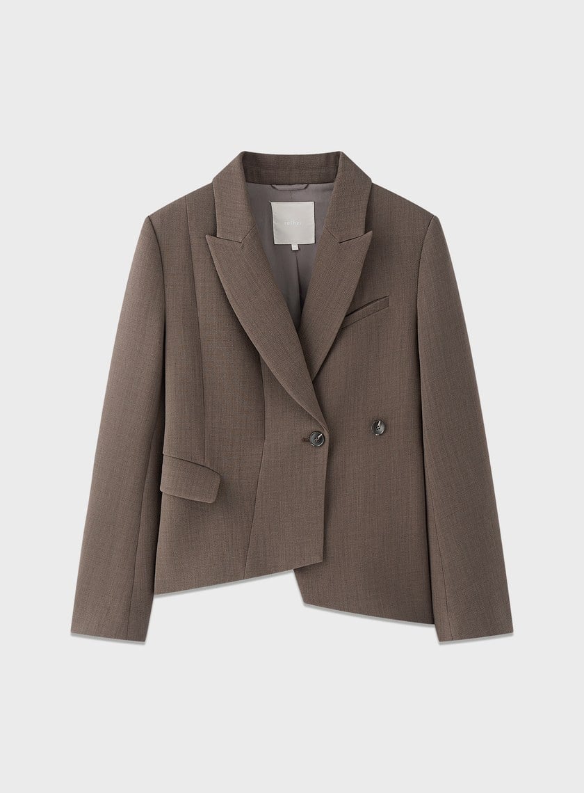 挺廓感不對稱收腰西裝外套