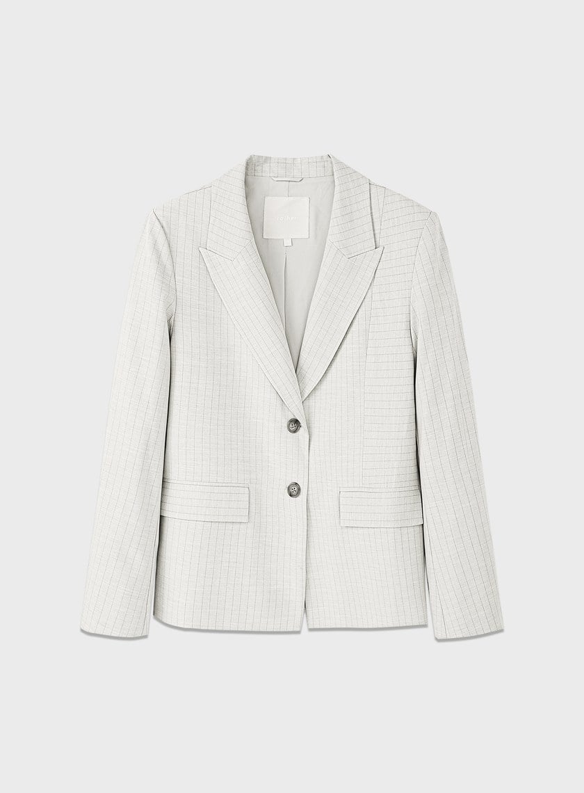 都會條紋不對稱剪裁西裝外套