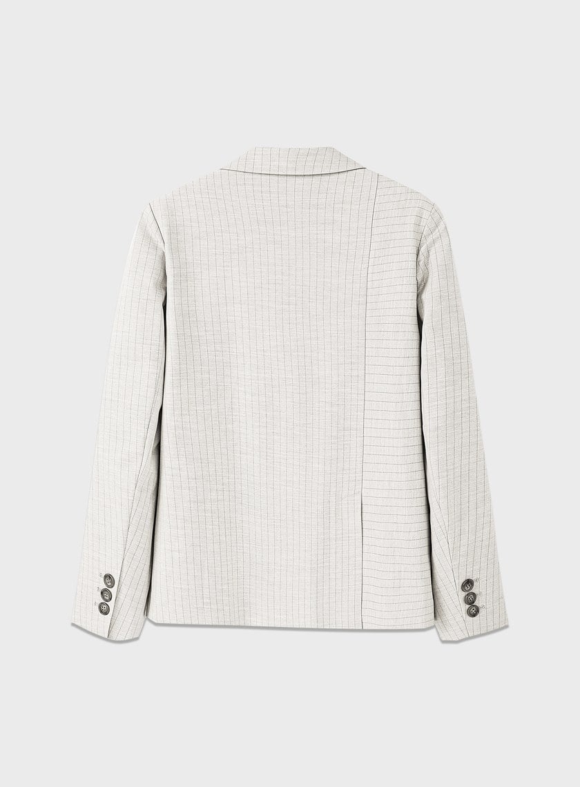 都會條紋不對稱剪裁西裝外套