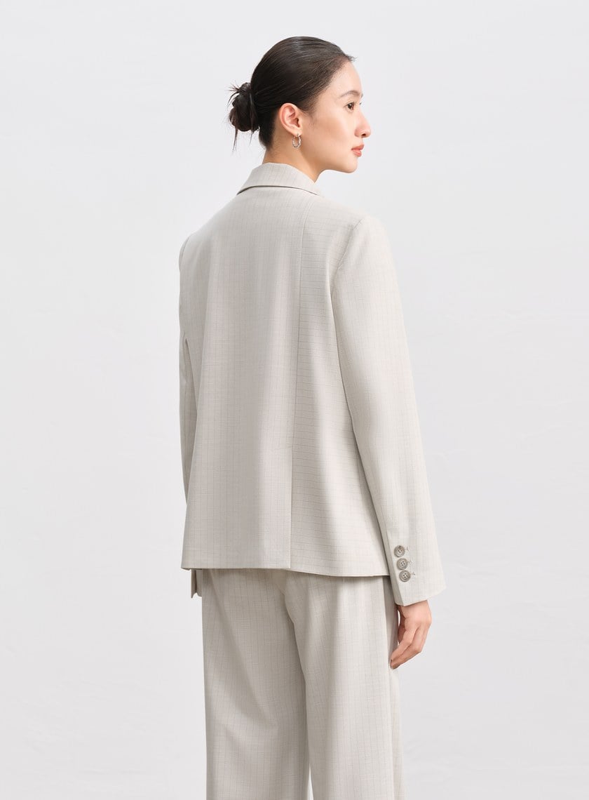 都會條紋不對稱剪裁西裝外套