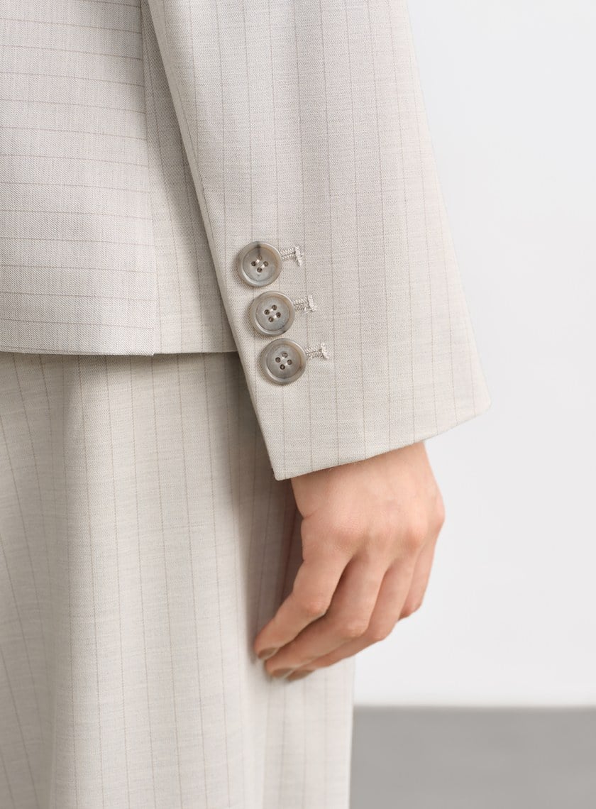 都會條紋不對稱剪裁西裝外套