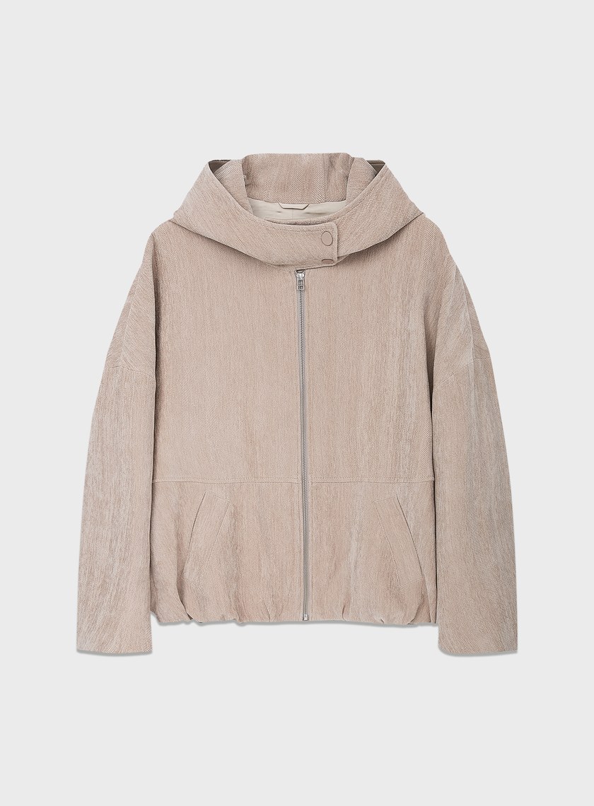 絨面連帽繭型休閒外套