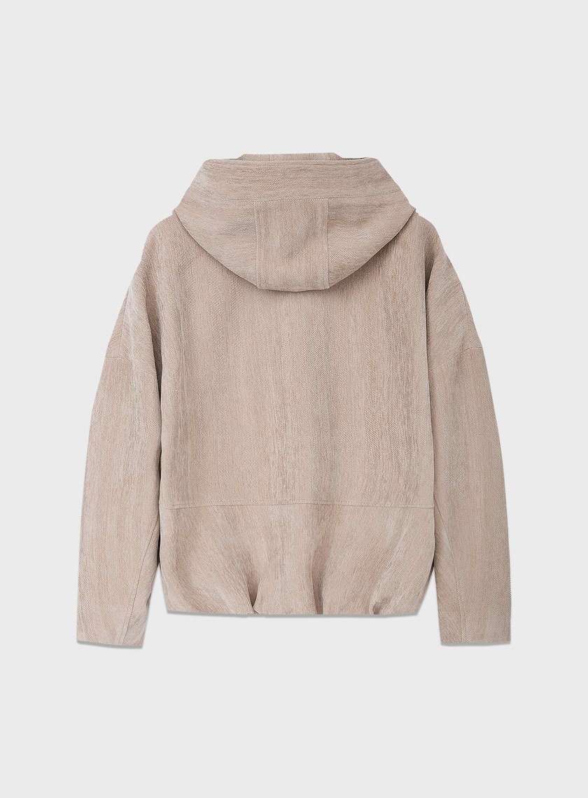 絨面連帽繭型休閒外套