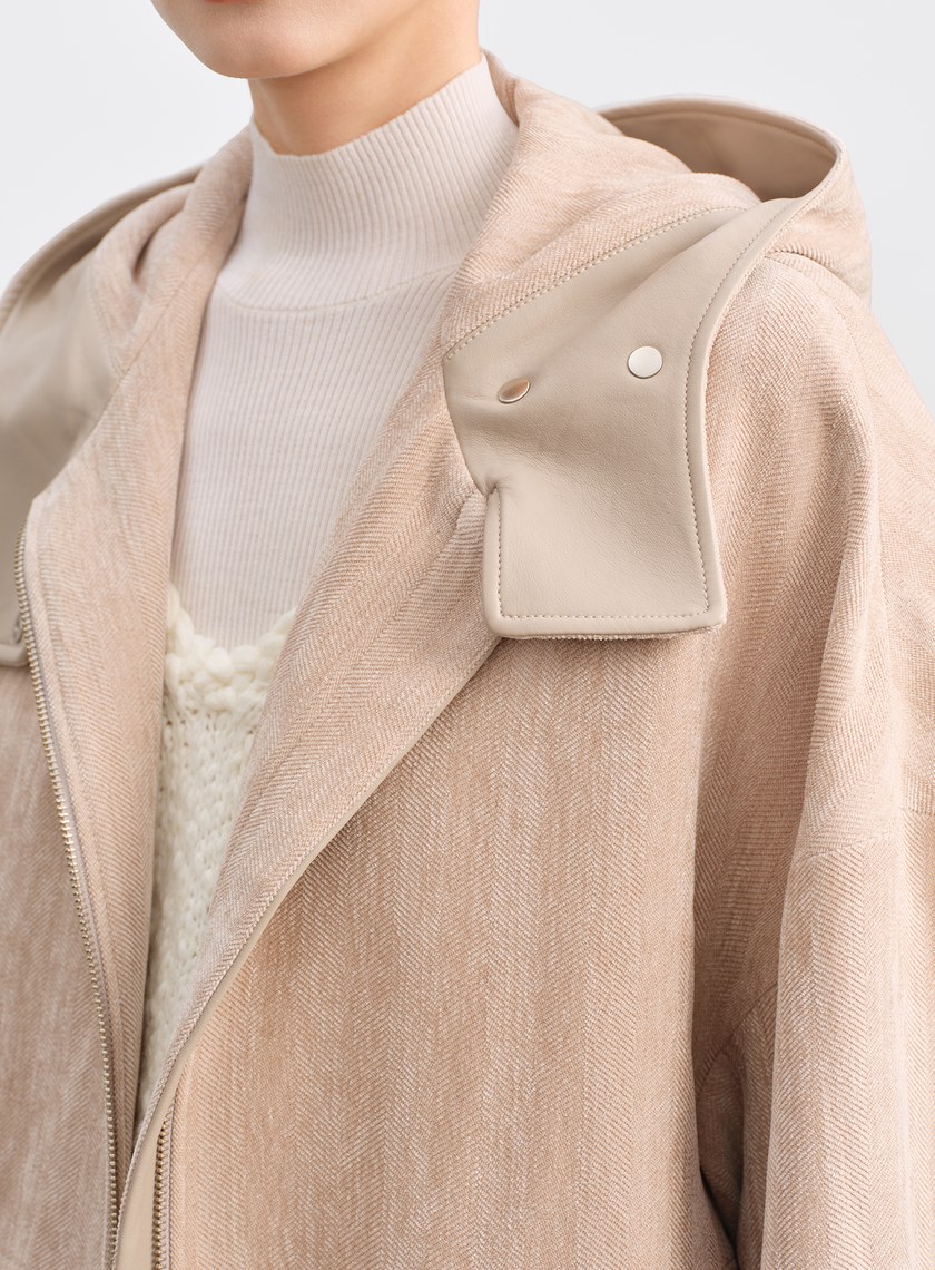 絨面連帽繭型休閒外套