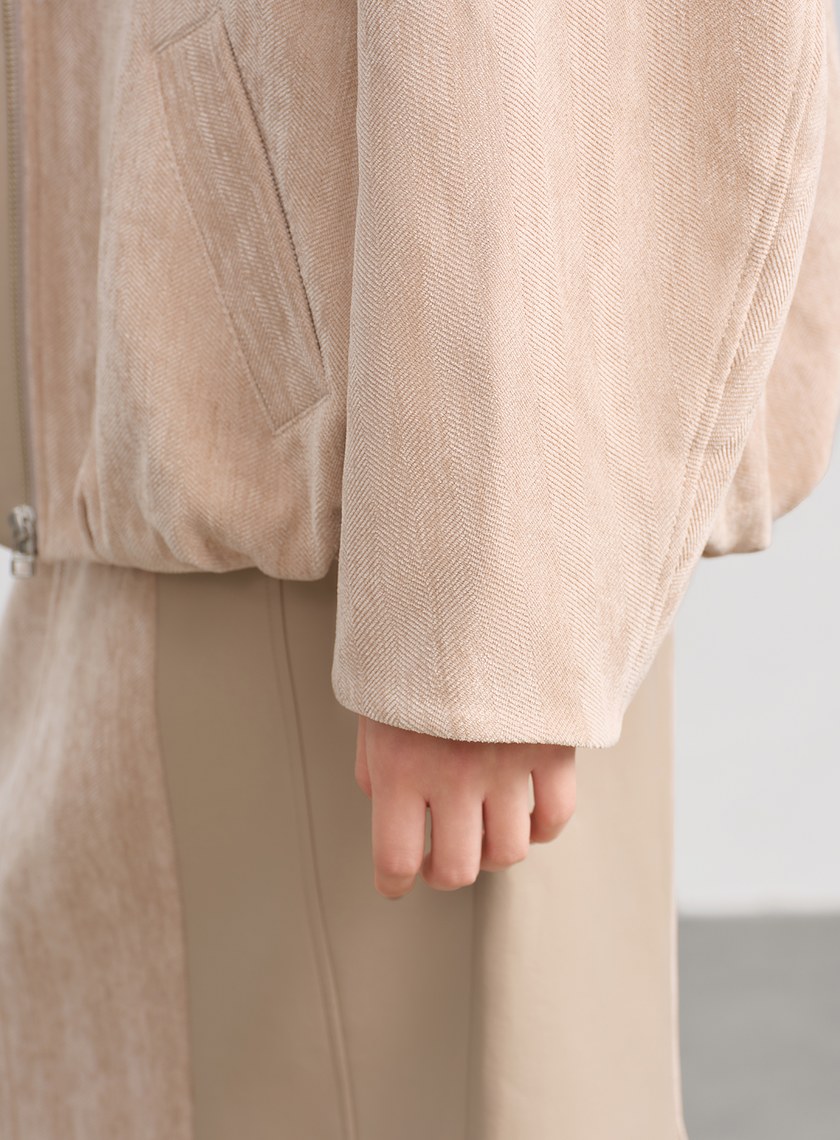 絨面連帽繭型休閒外套