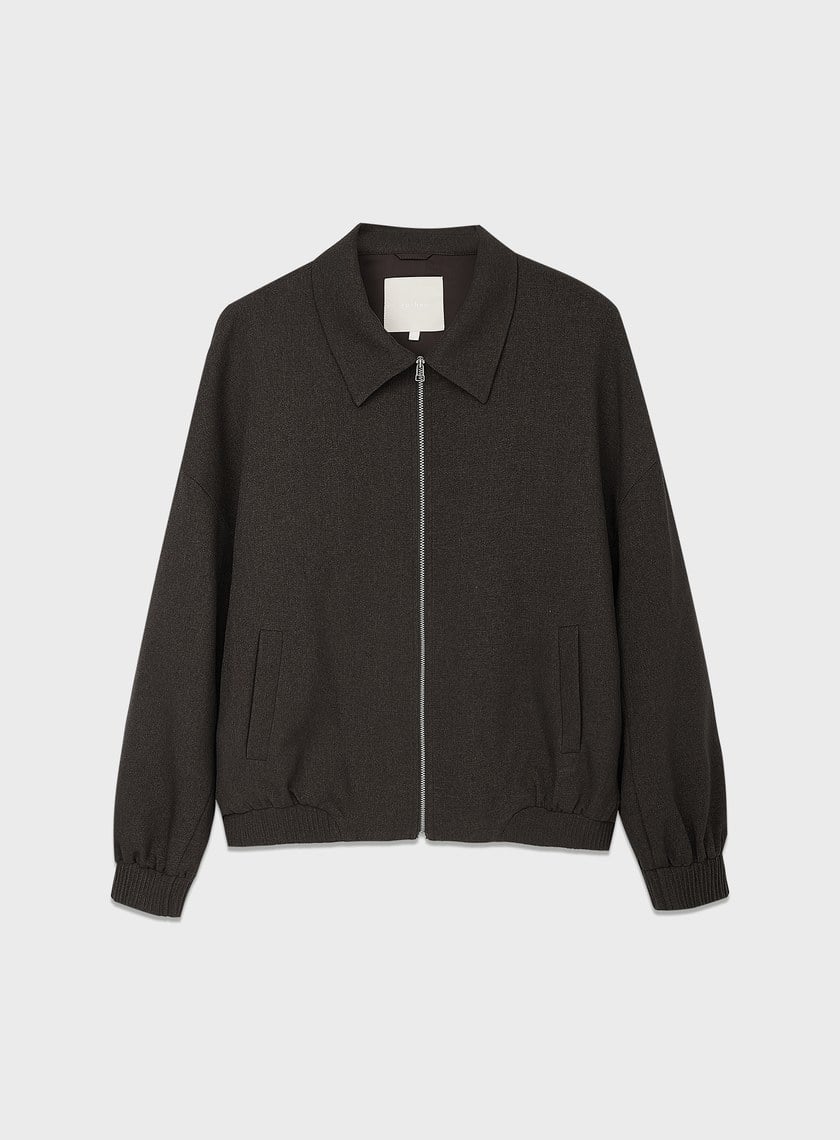 經典寬鬆落肩拉鍊夾克