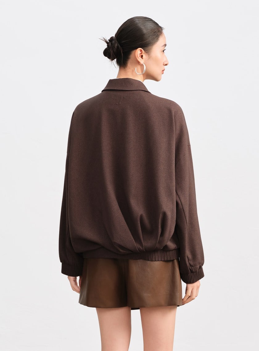 經典寬鬆落肩拉鍊夾克