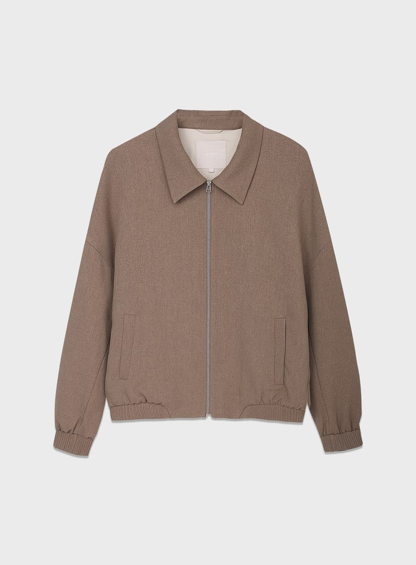 經典寬鬆落肩拉鍊夾克