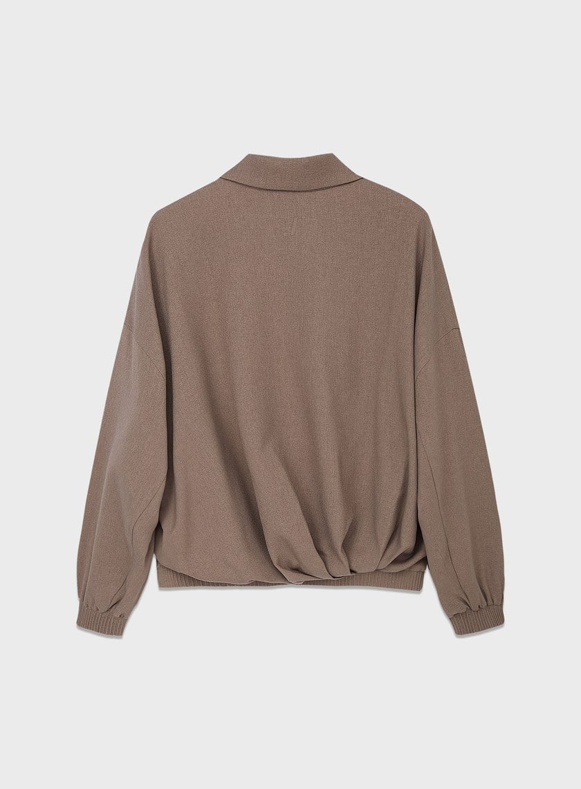 經典寬鬆落肩拉鍊夾克