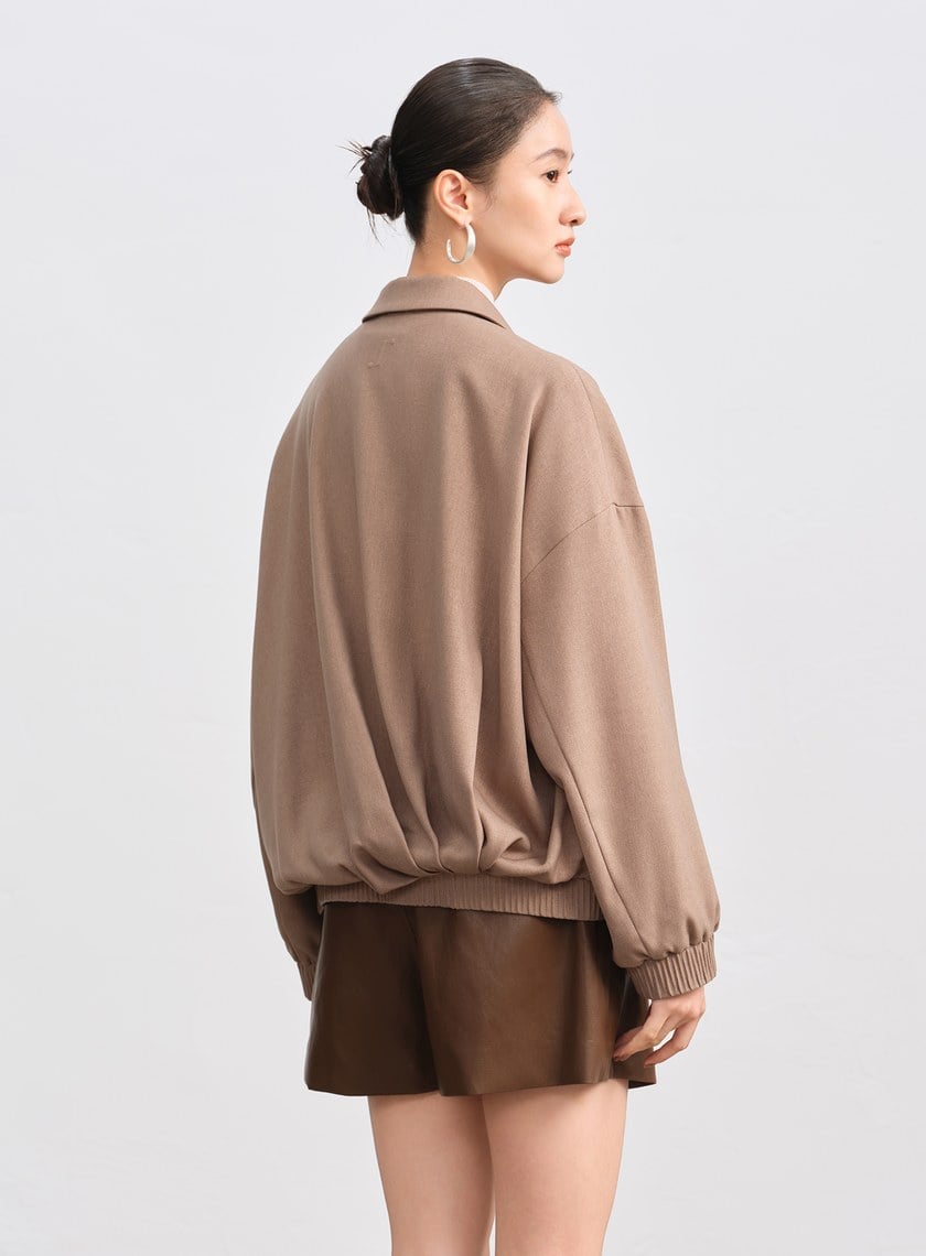 經典寬鬆落肩拉鍊夾克